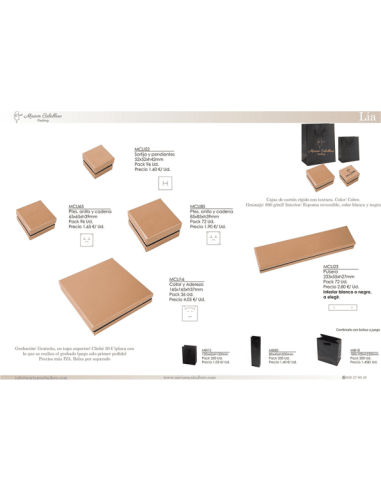 Caja Cartón Sortija y Pendientes serie Lia 52x52x42mm