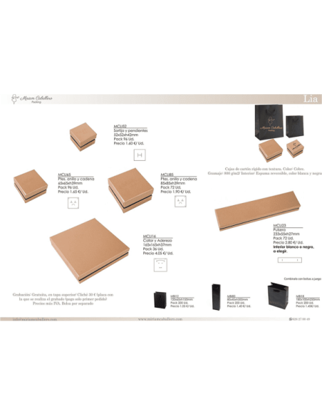 Caja Cartón Sortija y Pendientes serie Lia 52x52x42mm