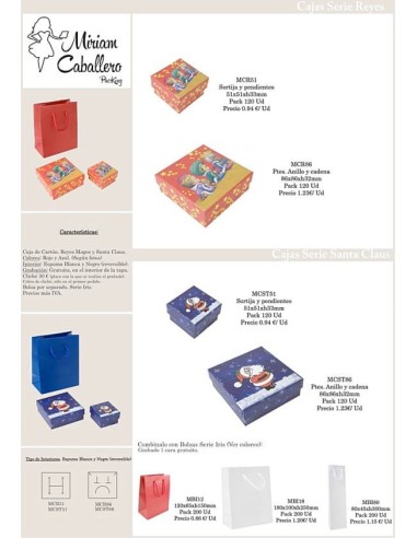 Caja cartón Sortija y pendientes serie Santa Claus 51x51x33mm