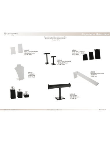 Expositor Metacrilato SET3 Cadenas y Pendientes 40x50, 40x70 y 50x90mm