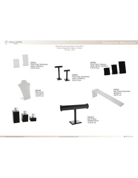 Expositor Metacrilato SET3 Cadenas y Pendientes 40x50, 40x70 y 50x90mm